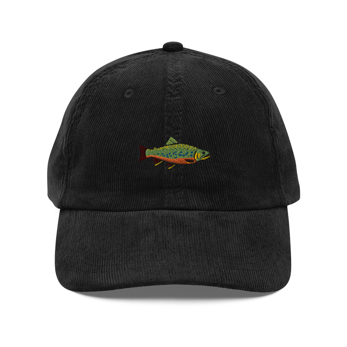 Brook Trout Embroidered Corderoy Dad Hat
