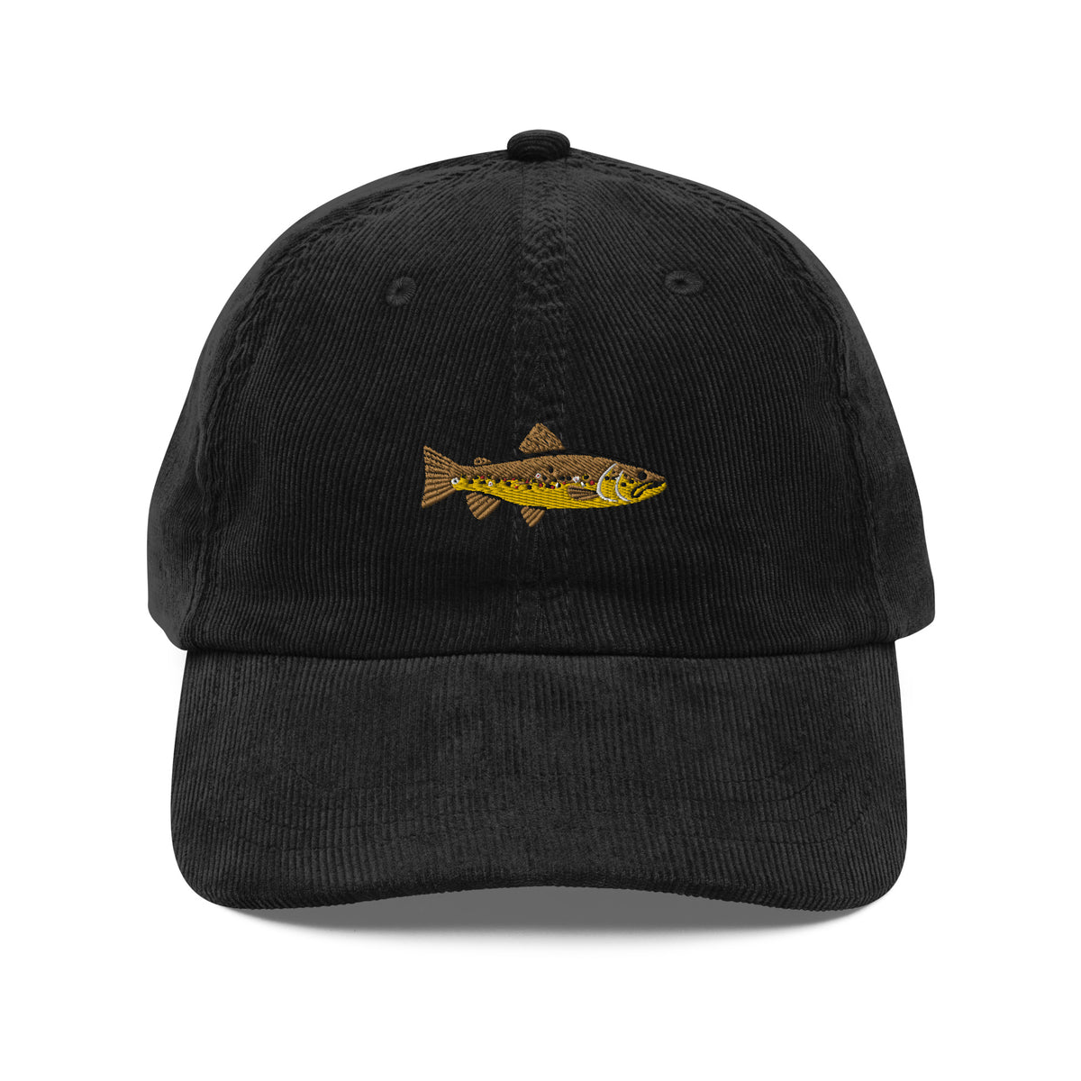 Brown Trout Embroidered Corduroy Dad Hat