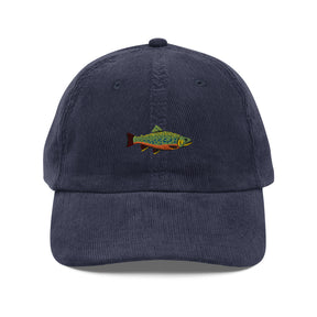 Brook Trout Embroidered Corduroy Dad Hat