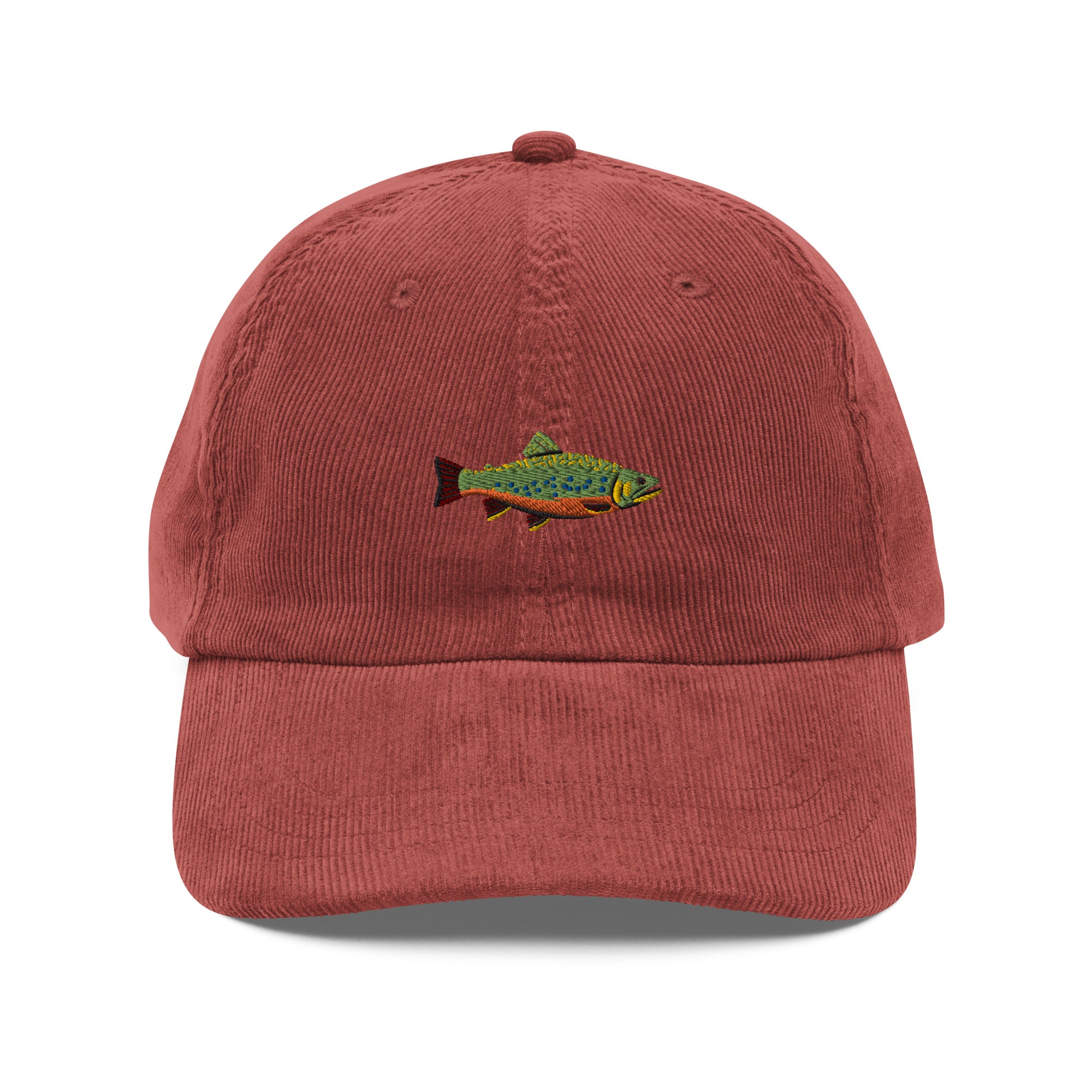 Brook Trout Embroidered Corduroy Dad Hat
